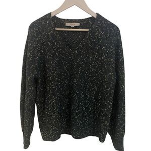 Loft large vneck sweater metallic look long sleeve